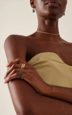 18K Yellow Gold Emerald Pinky Ring