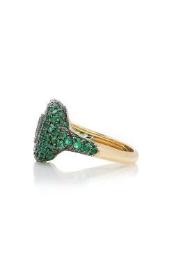 18K Yellow Gold Emerald Pinky Ring -Lady Fashion Store shay green 18k yellow gold emerald pinky ring 3