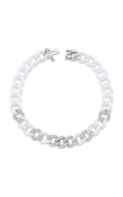 Links Medium 18K White Gold, Ceramic Diamond Bracelet