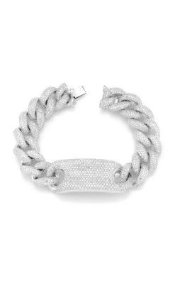 18k White Gold Diamond Jumbo Pave ID Link Bracelet