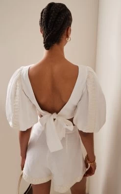 Keava Linen-Blend Cropped Top 8 Keava Linen-Blend Cropped Top -Lady Fashion Store significant other white keava top 2