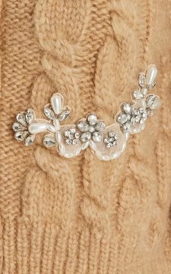 Simone Rocha Puff-Sleeve Embellished Cable-Knit Wool-Blend Cropped Cardigan -Lady Fashion Store simone rocha brown cropped cable puff sleeve cardigan w turbo embl 3