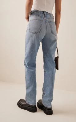 London Rigid High-Rise Straight-Leg Jeans 8 London Rigid High-Rise Straight-Leg Jeans -Lady Fashion Store slvrlake light wash london 2