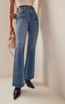 Reese Stretch Mid-Rise Flared-Leg Jeans -Lady Fashion Store slvrlake medium wash reese mid rise flare 1