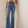 Reese Stretch Mid-Rise Flared-Leg Jeans -Lady Fashion Store slvrlake medium wash reese mid rise flare