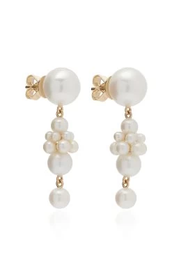 Petite Tulip 14K Yellow Gold Pearl Earrings -Lady Fashion Store sophie bille brahe white petite tulip earrings 2