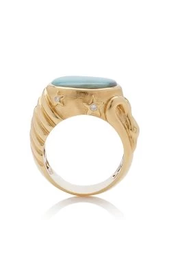 18k Yellow Gold Swan Cocktail Ring -Lady Fashion Store sorellina blue 18k yellow gold swan cocktail ring 7