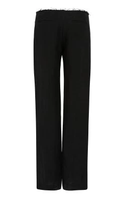 Raw Edge Linen Straight-Leg Pants -Lady Fashion Store st agni black raw edge linen straight leg pants 2 4
