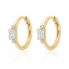 18K Gold Diamond Parameswara Bone White Hoop Earrings