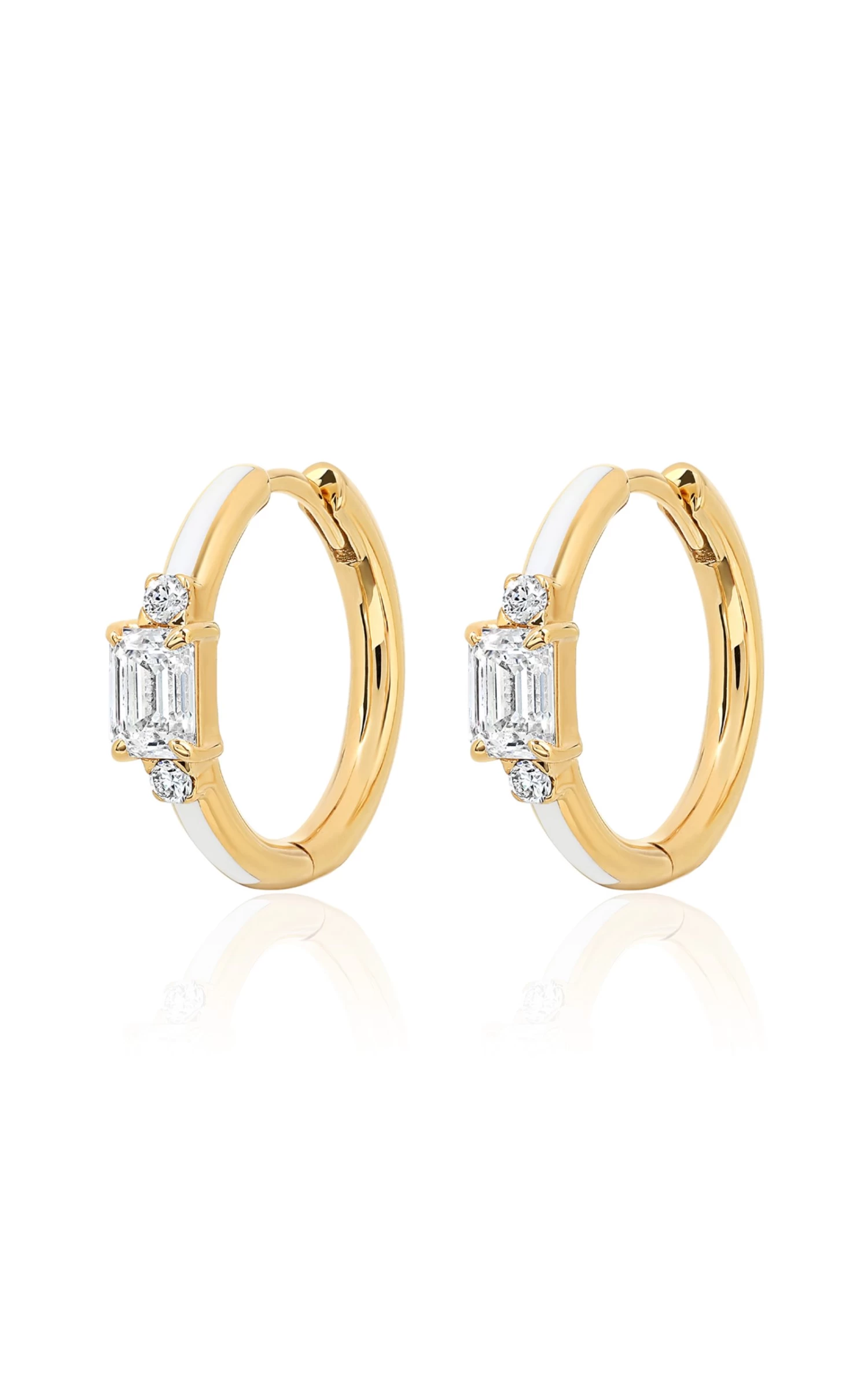 18K Gold Diamond Parameswara Bone White Hoop Earrings 3 18K Gold Diamond Parameswara Bone White Hoop Earrings