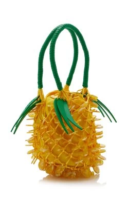 Staud Pietro Beaded Pineapple Bag -Lady Fashion Store staud yellow pietro pineapple bag 2