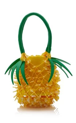 Staud Pietro Beaded Pineapple Bag -Lady Fashion Store staud yellow pietro pineapple bag 3
