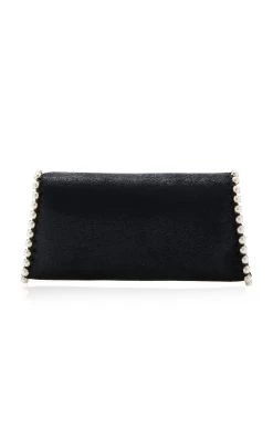 STELLA MCCARTNEY Falabella Pearl-Trimmed Vegan-Leather Clutch 8 STELLA MCCARTNEY Falabella Pearl-Trimmed Vegan-Leather Clutch -Lady Fashion Store stella mccartney black pouch shaggy deer w pearl chain 2