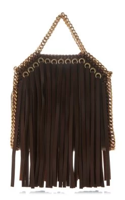 STELLA MCCARTNEY Falabella Tiny Fringed Vegan Leather Tote Bag 9 STELLA MCCARTNEY Falabella Tiny Fringed Vegan Leather Tote Bag -Lady Fashion Store stella mccartney brown tiny tote alter mat w fringes 2