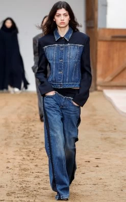 STELLA MCCARTNEY Paneled Blue Denim And Twill Jeans
