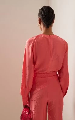 STELLA MCCARTNEY Draped Jacquard Top -Lady Fashion Store stella mccartney pink printed draped top 3