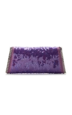 STELLA MCCARTNEY Falabella Sequined Clutch -Lady Fashion Store stella mccartney purple pouch evening sequins 2