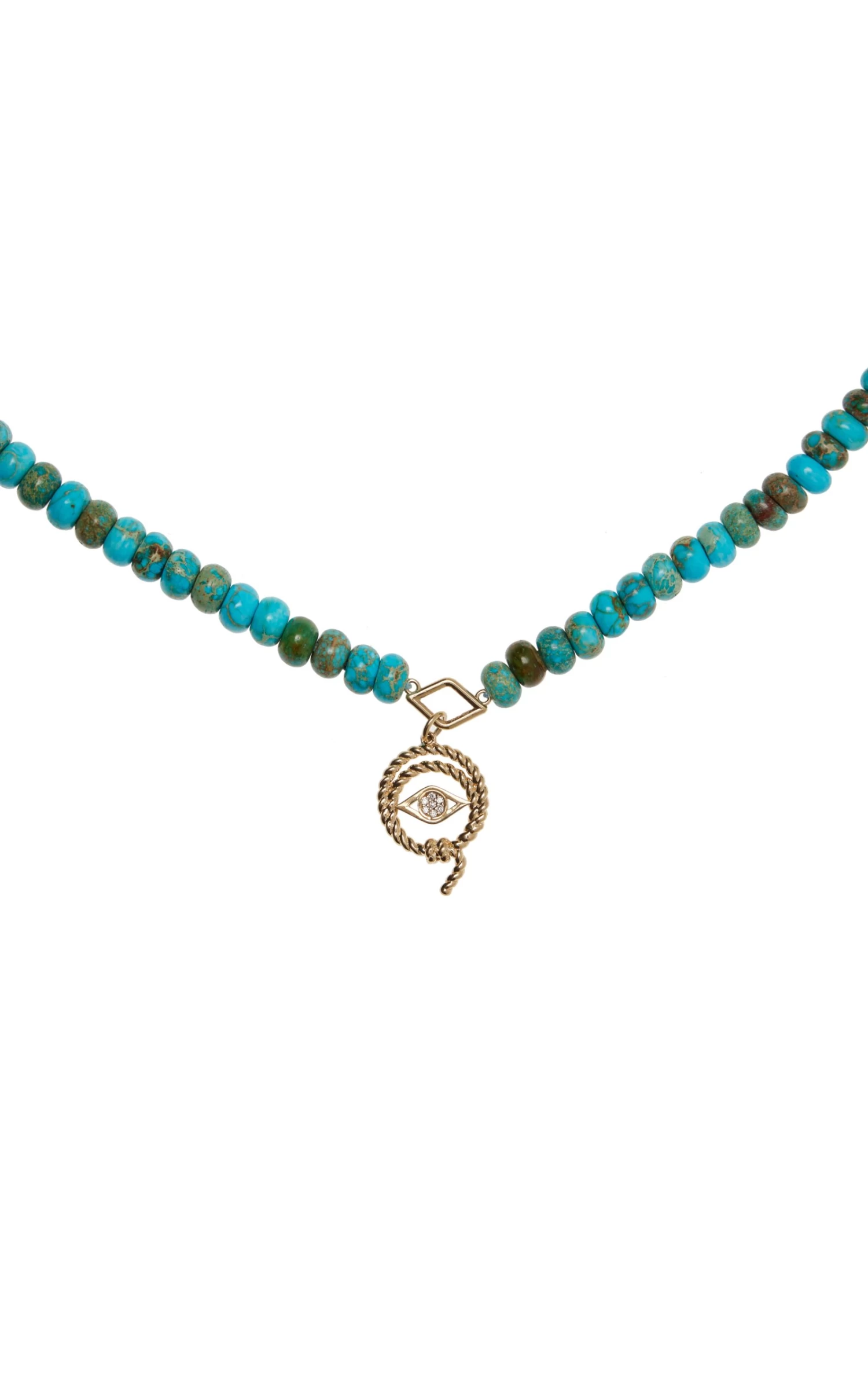 14K Gold, Diamond And Turquoise Necklace 4 14K Gold, Diamond And Turquoise Necklace - Image 2