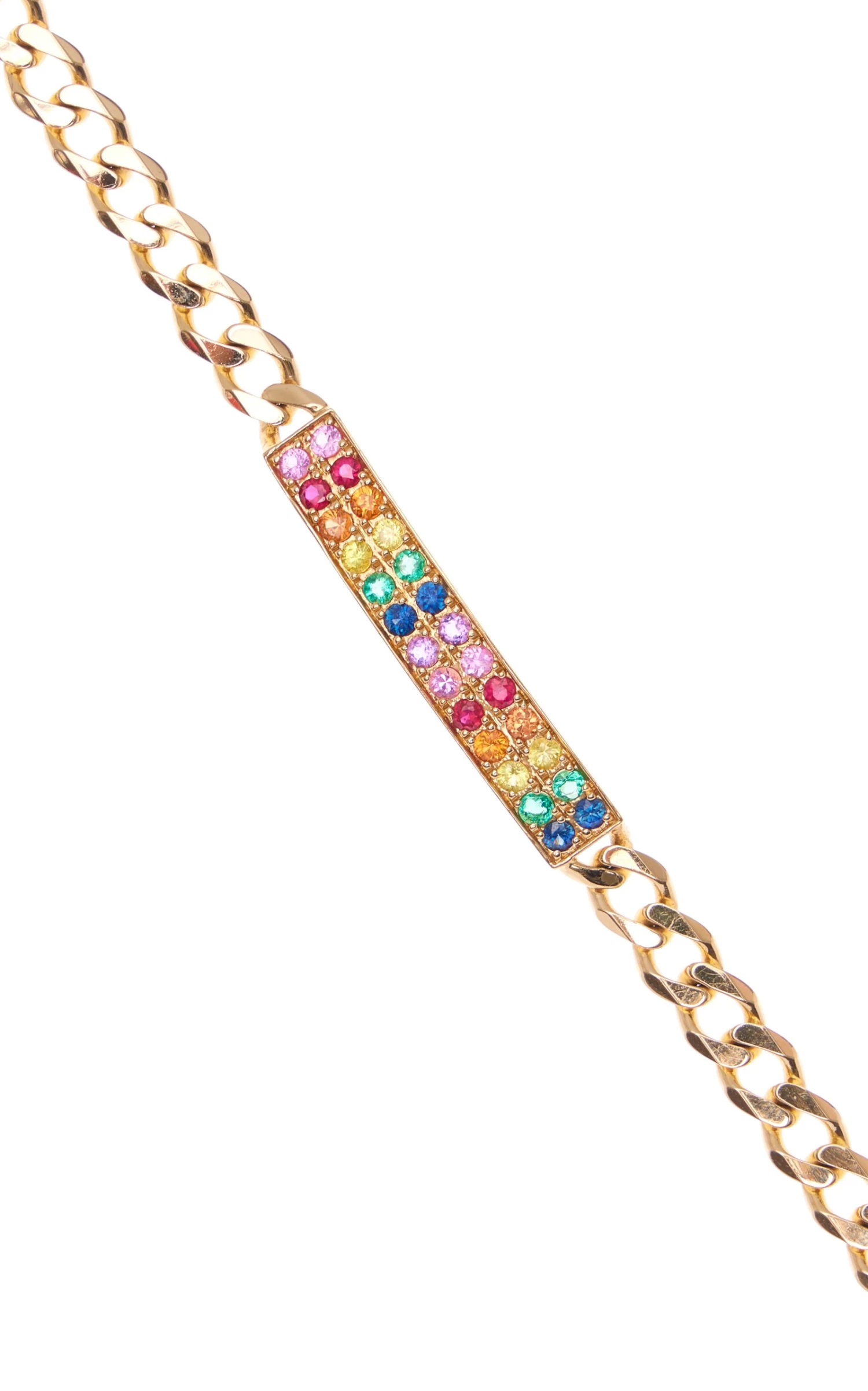 14K Gold ID Bar Multi-Stone Bracelet 4 14K Gold ID Bar Multi-Stone Bracelet - Image 2