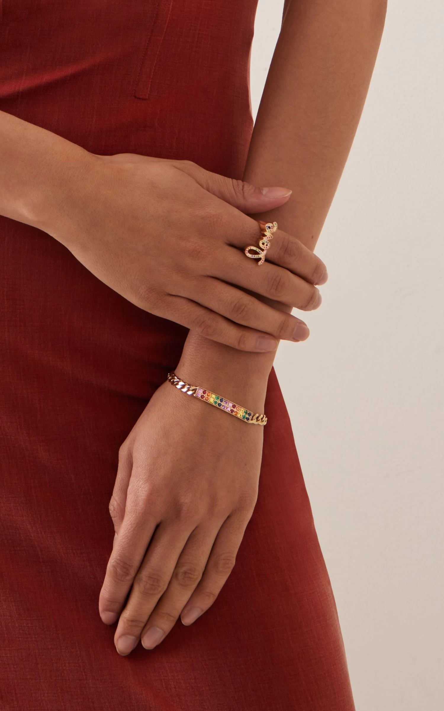 14K Gold ID Bar Multi-Stone Bracelet 3 14K Gold ID Bar Multi-Stone Bracelet