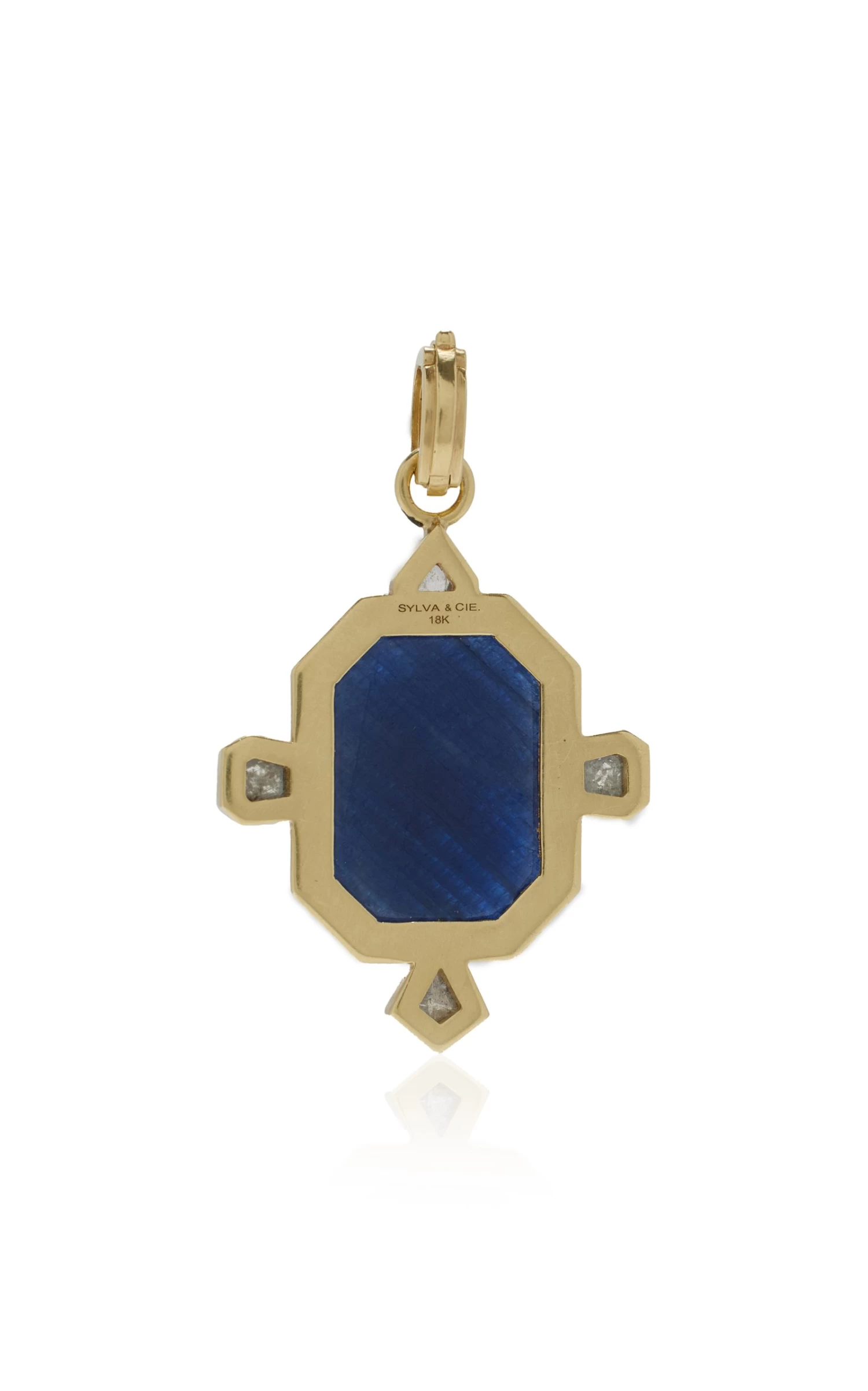 18K Gold Faceted Sapphire Pendant 4 18K Gold Faceted Sapphire Pendant - Image 2