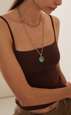 18K Gold Hand Carved Kingman Turquoise Diamond Bee Pendant