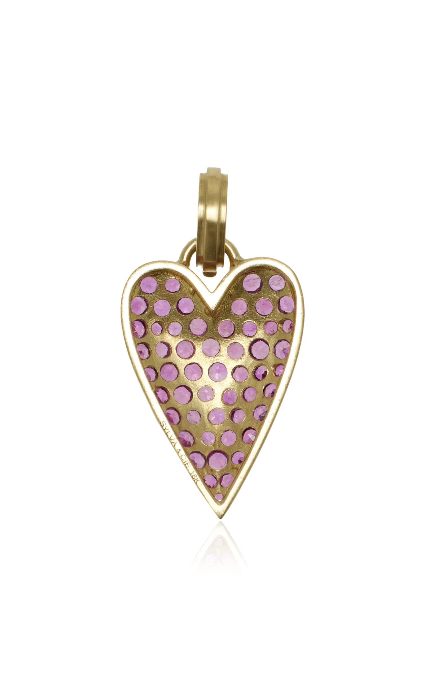 18K Gold Pink Sapphire Ten Table Heart Pendant 4 18K Gold Pink Sapphire Ten Table Heart Pendant - Image 2