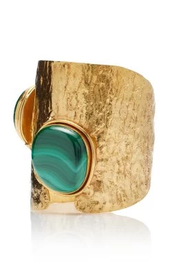 Ajourée II Malachite 22k Gold Cuff 9 Ajourée II Malachite 22k Gold Cuff -Lady Fashion Store sylvia toledano green ajouree ii malachite cuff 2