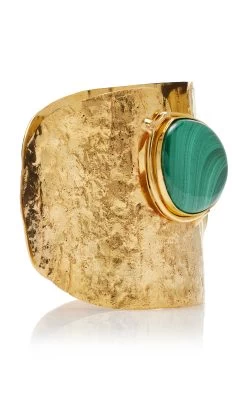 Ajourée II Malachite 22k Gold Cuff 11 Ajourée II Malachite 22k Gold Cuff -Lady Fashion Store sylvia toledano green ajouree ii malachite cuff 4