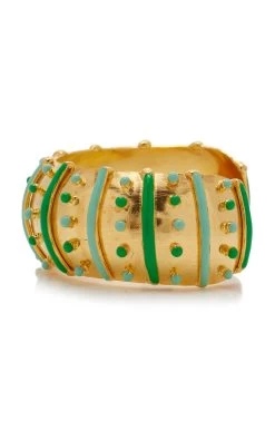 Gypset 22K Gold-Plated And Enamel Cuff 8 Gypset 22K Gold-Plated And Enamel Cuff -Lady Fashion Store sylvia toledano green gypset cuff 2
