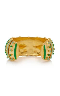 Gypset 22K Gold-Plated And Enamel Cuff 9 Gypset 22K Gold-Plated And Enamel Cuff -Lady Fashion Store sylvia toledano green gypset cuff 3
