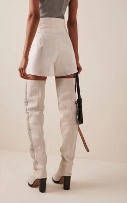 Sakib Denim Shorts -Lady Fashion Store the mannei white sakib denim shorts 2