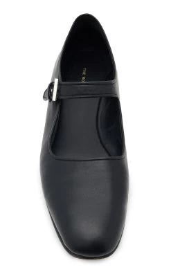 The Row Ava Leather Flats -Lady Fashion Store the row black ava flat 2