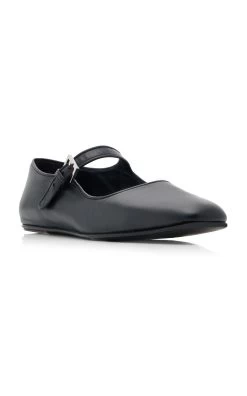 The Row Ava Leather Flats -Lady Fashion Store the row black ava flat 3