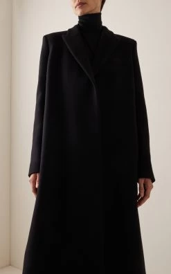 The Row Cassio Wool-Cashmere Coat -Lady Fashion Store the row black cassio coat 1