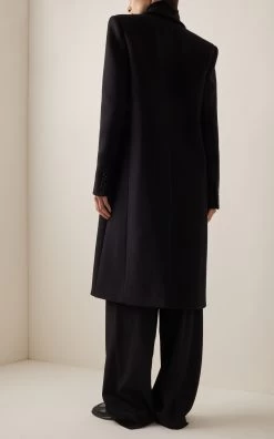The Row Cassio Wool-Cashmere Coat -Lady Fashion Store the row black cassio coat 2