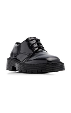 The Row Ranger Leather Derby Shoes -Lady Fashion Store the row black ranger leather derby shoes 3