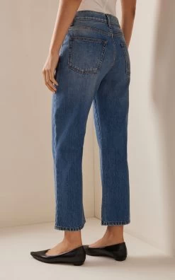 The Row Lesley Cropped Straight-Leg Jeans -Lady Fashion Store the row blue lesley cropped straight leg jeans 2