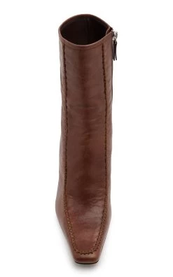 The Row Romy Leather Ankle Boots -Lady Fashion Store the row brown romy leather ankle boots 2