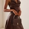 The Row Sofia 8.75 Leather Top Handle Bag -Lady Fashion Store the row brown sofia 8 75