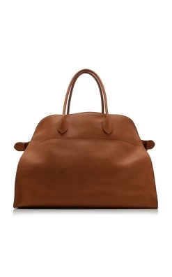 The Row Soft Margaux 17 Leather Tote Bag -Lady Fashion Store the row brown soft margaux 17 3