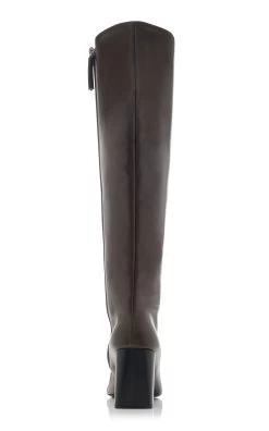 The Row Square-Toe Leather Knee Boots -Lady Fashion Store the row brown square leather boots 3