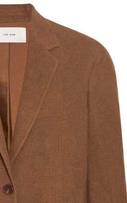 The Row Stonna Silk-Cashmere Flannel Blazer -Lady Fashion Store the row brown stonna silk cashmere flannel blazer 2