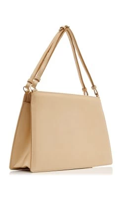 The Row Delanie Leather Bag -Lady Fashion Store the row neutral delanie leather bag 3