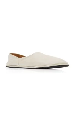 The Row Canal Leather Flats -Lady Fashion Store the row white canal leather flats 3