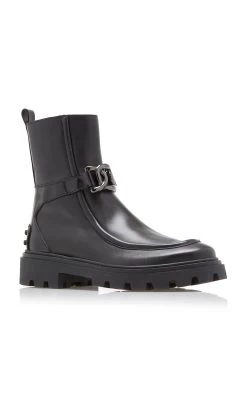 Tod's Kate Chain Leather Boots -Lady Fashion Store tod s black kate chain leather boots 2
