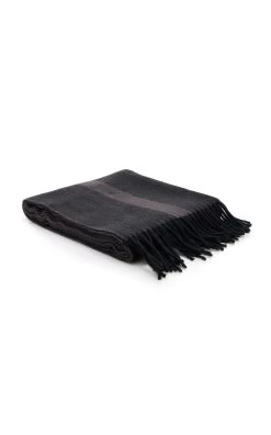 Toteme Monogram Wool Scarf -Lady Fashion Store toteme black monogram wool scarf 2