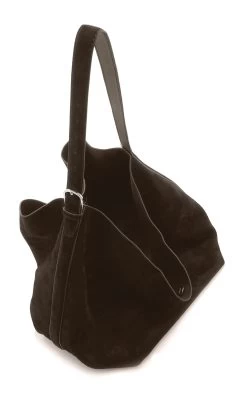 Toteme Belted Suede Tote Bag -Lady Fashion Store toteme brown belted suede tote bag 4