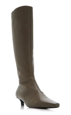 Toteme The Slim Leather Knee Boots -Lady Fashion Store toteme brown the slim knee high boot 2