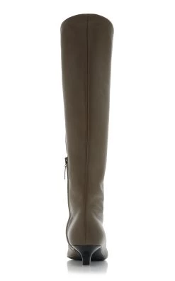 Toteme The Slim Leather Knee Boots -Lady Fashion Store toteme brown the slim knee high boot 3